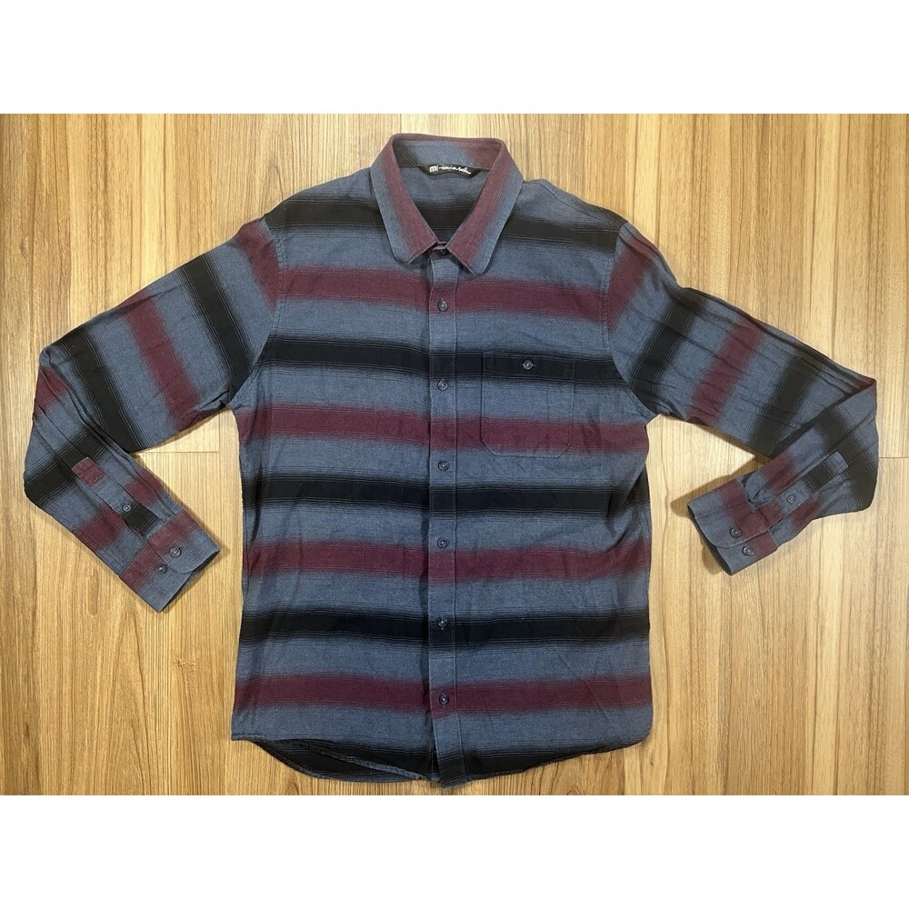 Travis Mathew Mens M Long Sleeve Stripe Button Down Shirt Casual Top